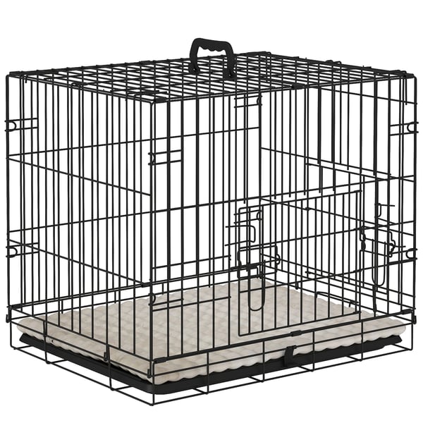 Hundbur - Transportbur - 60×40×50 cm - Plast - För mellanstora hundar - Uttagbar bottenbricka - Svart Hundbur - Transportbur - 60×40×50 cm - Plast - För mellanstora hundar - Uttagbar bottenbricka - Svart