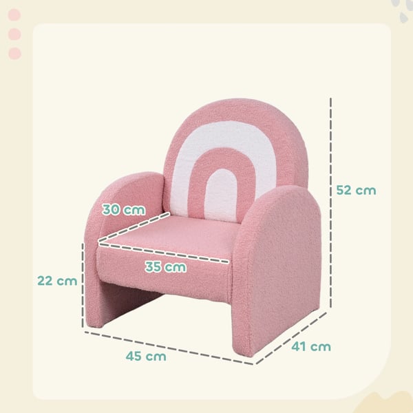 Barnfåtölj - Barnstol med armstöd - Regnbågsryggstöd - Max 45 kg - Montering krävs - Rosa