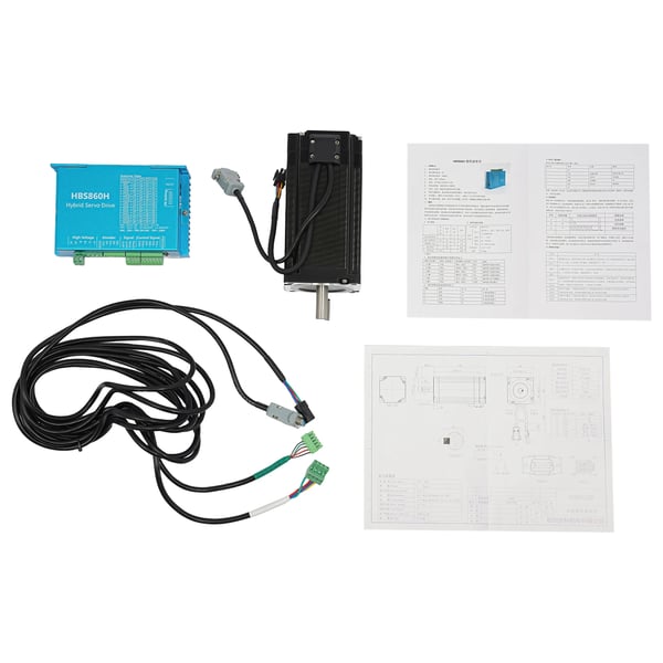 Lukket kredsløb stepmotor-sæt NEMA 34 - HBS860H+86HBS120 - 12 Nm - 8 A - DSP driver - AC - 5–24 V signal - Til CNC router/graver/fræser