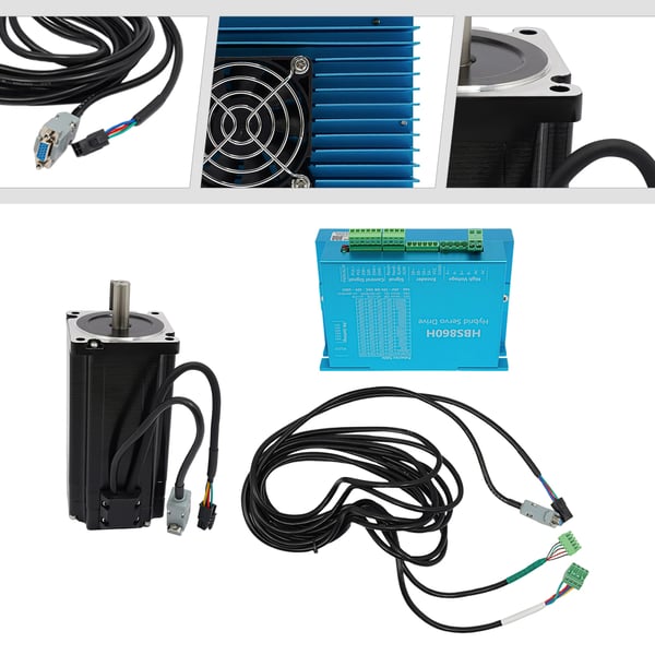 Lukket kredsløb stepmotor-sæt NEMA 34 - HBS860H+86HBS120 - 12 Nm - 8 A - DSP driver - AC - 5–24 V signal - Til CNC router/graver/fræser
