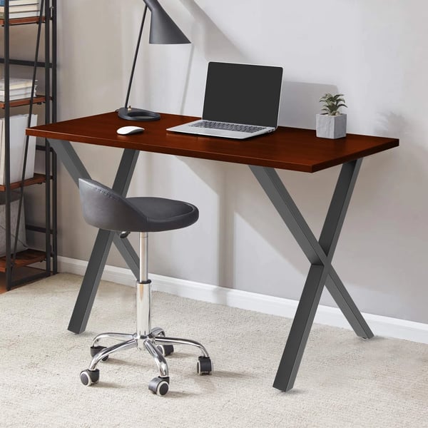 Bordben - X-formede Stålben - 2 Stk - Bæreevne 200 kg - 50×71 cm - Topplade 5 mm - Skruehul 6 mm - Til Sofabord/Spisebord - Sort