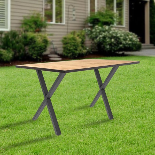 Bordben - X-formede Stålben - 2 Stk - Bæreevne 200 kg - 50×71 cm - Topplade 5 mm - Skruehul 6 mm - Til Sofabord/Spisebord - Sort