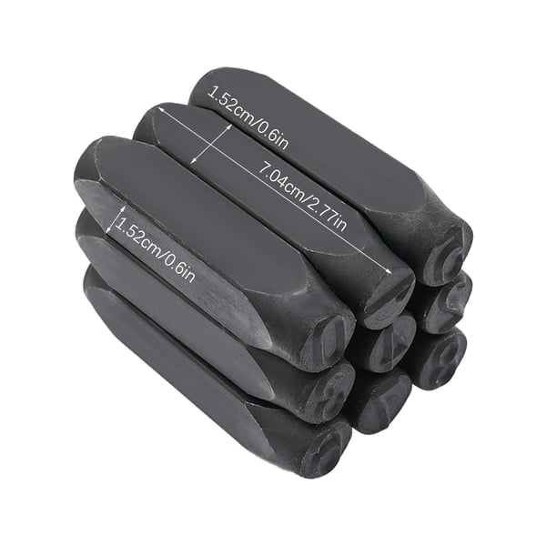 Stanse- og punsesæt - Tal- & bogstavsstempler - 36 dele - Stål HRC48–52 - Til metal & læder - 7,04×1,52×1,52 cm