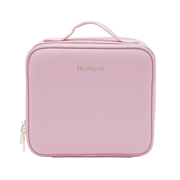 Rejse-makeuptaske - Makeupkuffert - LED-spejl - 3 lysfarver - Justerbare rum - PU-læder - 1,2 kg - Rosa