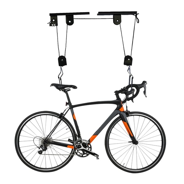 Cykellyft - Takmonterat Taljsystem - Garageförvaring - Rep och Krokar - Cykelhängare - Svart
