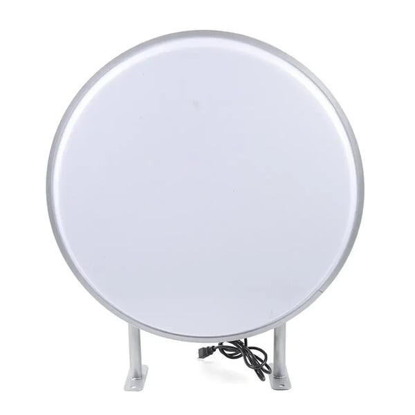 LED Lysboks - Dobbeltsidet Reklameskilt - Ø60 cm - Vandtæt til udendørs brug - 220V AC - 14 cm Dybde - Akryl + Aluminium - Hvid