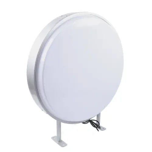 LED Lysboks - Dobbeltsidet Reklameskilt - Ø60 cm - Vandtæt til udendørs brug - 220V AC - 14 cm Dybde - Akryl + Aluminium - Hvid
