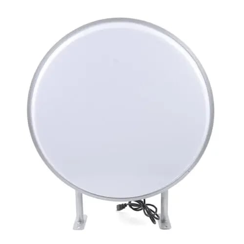 LED Lysboks - Dobbeltsidet Reklameskilt - Ø60 cm - Vandtæt til udendørs brug - 220V AC - 14 cm Dybde - Akryl + Aluminium - Hvid