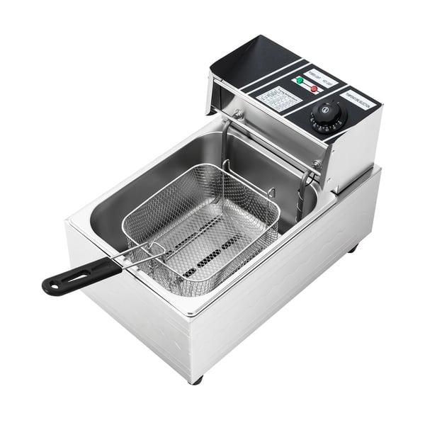 Sähköfriteerauskeitin - Pöytämalli - 2500 W - 6 l - Yksisäiliöinen - Ruostumaton teräs - Kori ja kansi - 220 V EU - Vaaleanharmaa