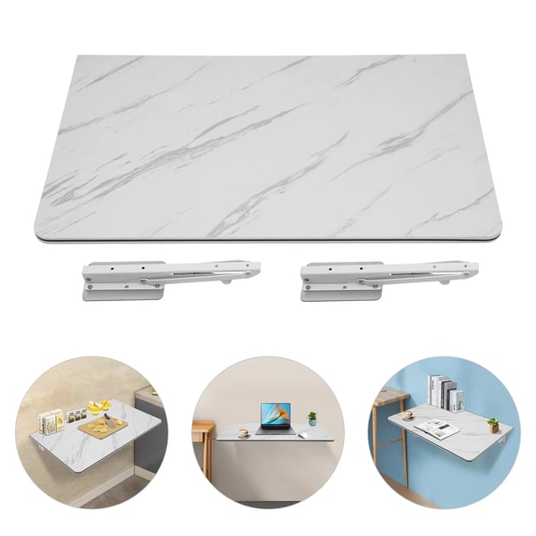 Vægmonteret klapbord - 80 x 50 cm - MDF med metalkonsoller - Bæreevne 30 kg - Pladsbesparende - Rød