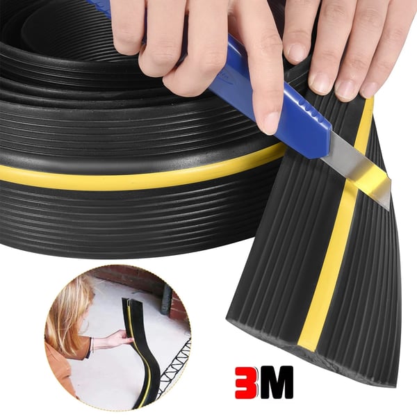 Garageport tærskeltætning, gulvtætningsliste, 3 m x 240 mm x 1 mm, sort, vejrbestandig gummi