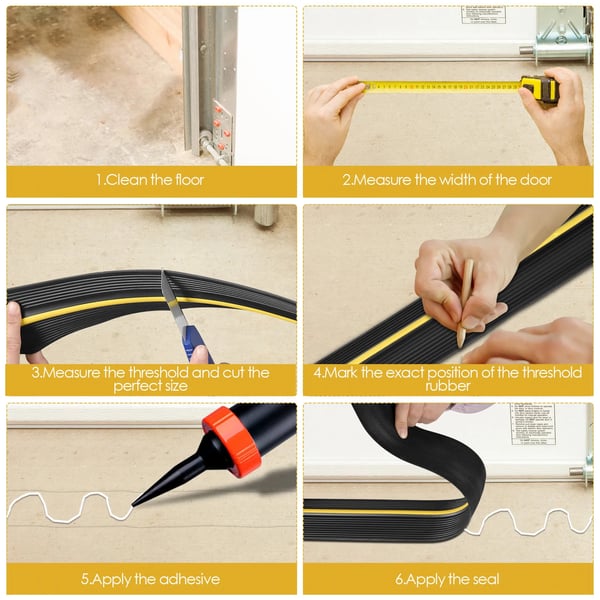 Garageport tærskeltætning, gulvtætningsliste, 3 m x 240 mm x 1 mm, sort, vejrbestandig gummi