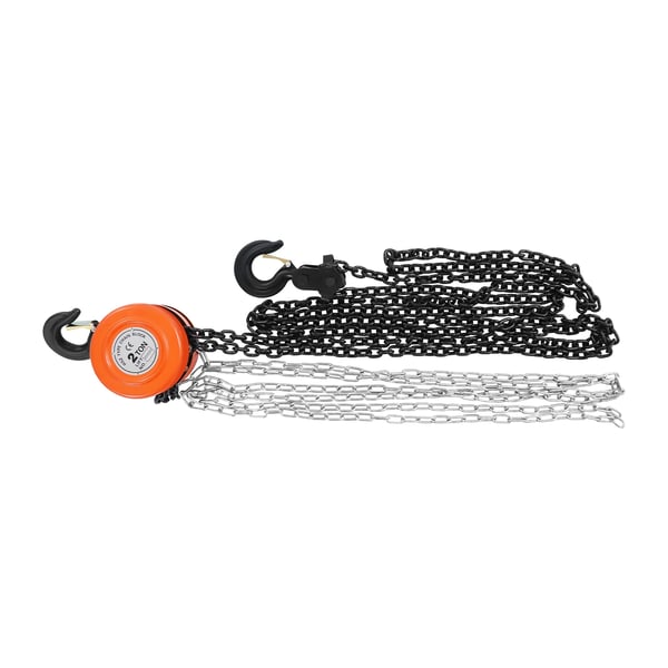 Handkättingtalja - Manuellt Kedjeblock - 2 t/2000 kg - Lyfthöjd 2,9 m - Manganstål - Roterande Krok - Kroköppning 3,4 cm - Orange