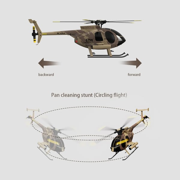 C189 MD500 - RC-helikopter - 2,4 GHz 6-kanaler - Højdehold - Flybarless - Børsteløs motor - Rækkevidde 150–200 m - Flyvetid 10–20 min - Chokoladebrun