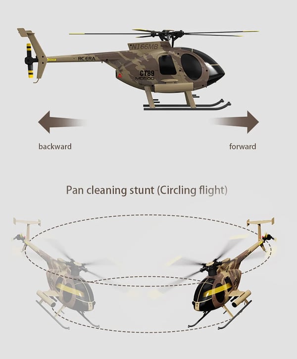 C189 MD500 - RC-helikopter - 2,4 GHz 6-kanaler - Højdehold - Flybarless - Børsteløs motor - Rækkevidde 150–200 m - Flyvetid 10–20 min - Chokoladebrun