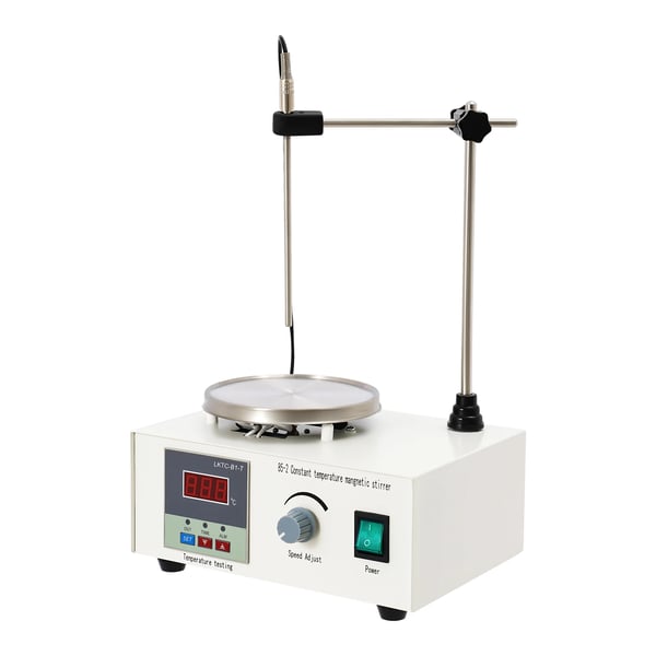 Digital magnetomrører - Varmeplade - Kapacitet 2000 ml - Temperatur 0–99 °C - Hastighed 0–2000 rpm - Plade 12,5 cm - EU-Stik - Rød