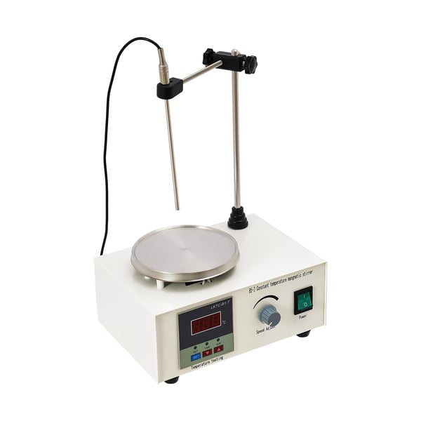 Digital magnetomrører - Varmeplade - Kapacitet 2000 ml - Temperatur 0–99 °C - Hastighed 0–2000 rpm - Plade 12,5 cm - EU-Stik - Rød