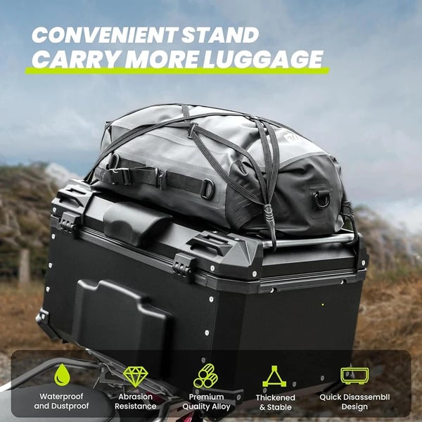MC Topboks - Topcase - 45 l - Universel Pasform - Låsbar - Vandtæt - ABS+Metal - Sort