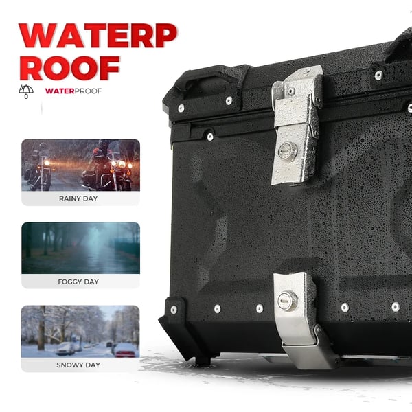 MC Topboks - Topcase - 45 l - Universel Pasform - Låsbar - Vandtæt - ABS+Metal - Sort
