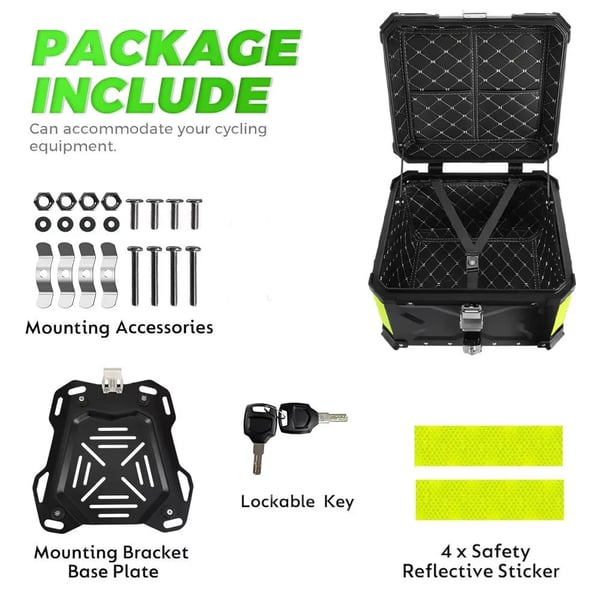 MC Topboks - Topcase - 45 l - Universel Pasform - Låsbar - Vandtæt - ABS+Metal - Sort