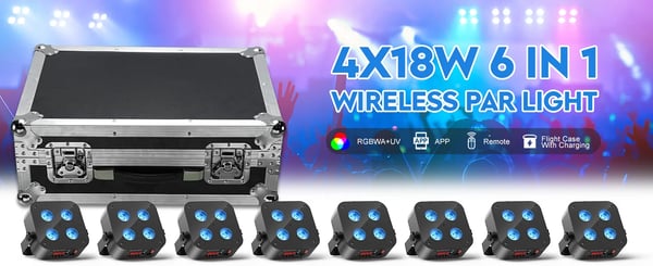 Lade-flightcase - Til 8 APP-styrede trådløse PAR-lamper - Kompatibel med 4×18W - AC 90–240V - Scene & DJ - Lysegrå