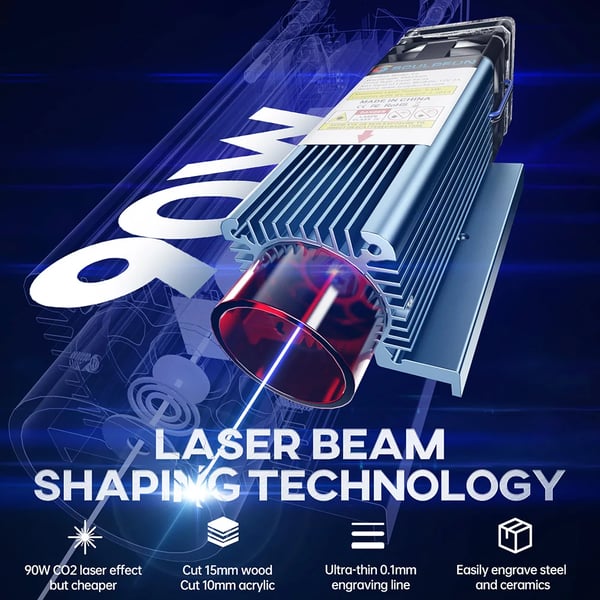Lasergraveringsmaskine - S9 5,5W Diodelaser - 0,06 mm Ultrafint Komprimeret Punkt - 0,08 mm Høj Præcision - Smart Enhed - EU-stik - Grøn