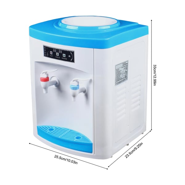 Elektrisk vandkøler og vanddispenser - Bordmodel med topfyldning - Koldt & varmt vand - Hjem & kontor - 110/220V - Hvid/Blå