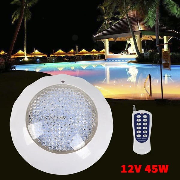 LED Poollampe - Undervandslys - 12 V - 45 W - RGB Farveskift - Fjernbetjening - IP68 Vandtæt