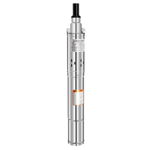 Djupbrunnspump - Nedsänkbar skruvpump - Effekt 0,25 kW - Diameter 7,6 cm - Kabel 20 m - EU-plugg 220–240 V - Rostfritt stål