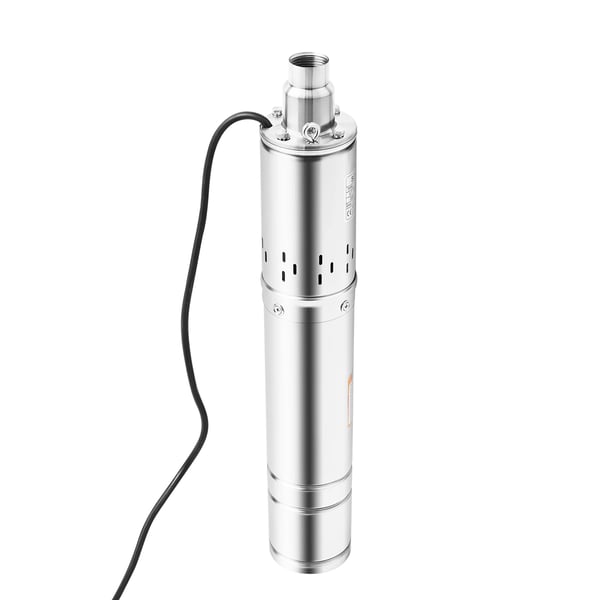 Dybbrøndspumpe - Nedsænkelig skruepumpe - 0,5 kW - 2000 l/t - Ø 8,9 cm - Rustfrit stål - 15 m kabel - 220V EU-stik