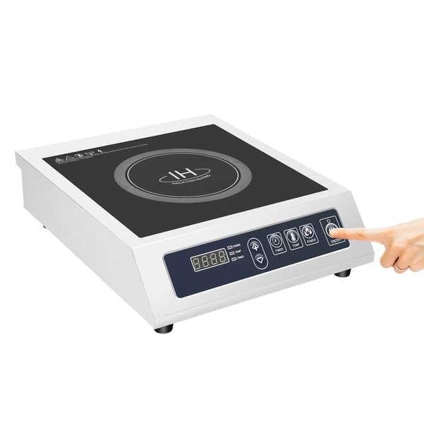 Induktionskogeplade - Bordmodel - 3500 W - Digitalt display - Krystalglasplade - Professionel/kommerciel - Lysegrå