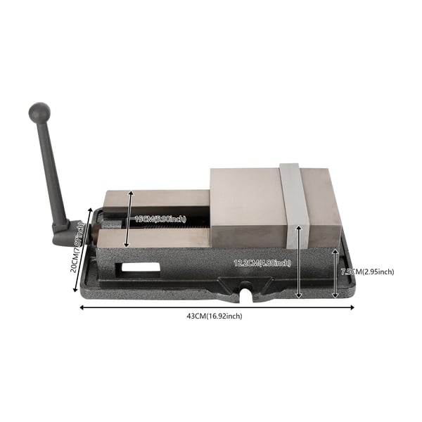 Tarkkuusruuvipuristin CNC/jyrsin - Koneistuspuristin - Leukaleveys 16 cm - Avausväli 16 cm - Leukakorkeus 4,5 cm - Raskas rakenne