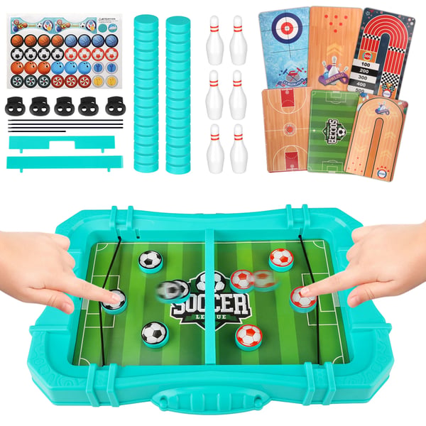 Sling Puck Slingshot Hockey - Pöytäpeli - Setti 6-in-1 - Nopea Kuminauhapeli - Perhepeli 7–12 - CE-hyväksytty - Vaaleanharmaa