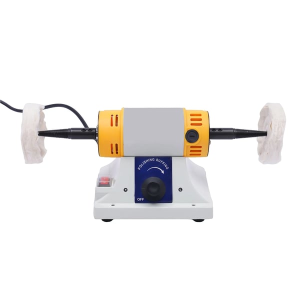 Smykkepoleringsmaskine - Bænkpolermaskine - 320 W - 10000 o/min - AC 230 V EU-stik - Ren kobbermotor - Kludhjul - Hvid