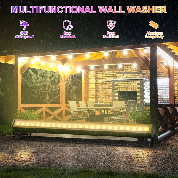 LED Wall Washer - Lysbar - 120 W, 24×3W RGB LED, IP65 Vandtæt, DMX-styring, EU-stik, 4-pak