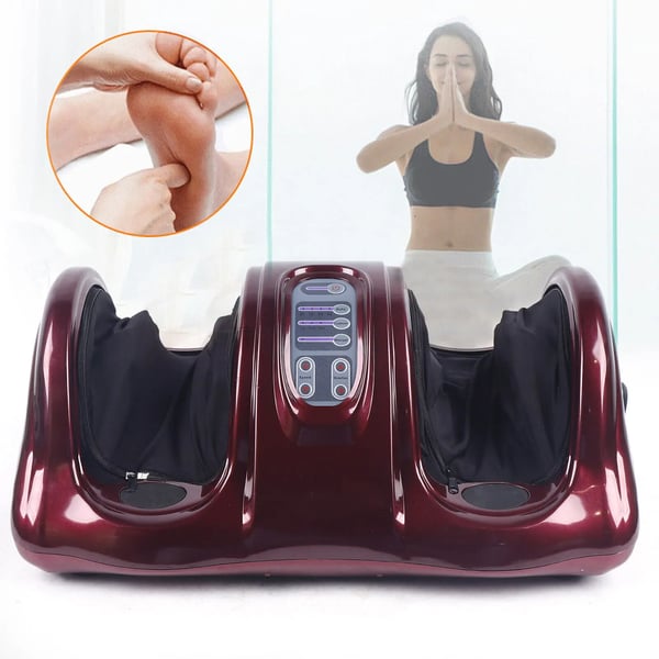 Shiatsu jalka- ja pohjehierontalaite - Sähköinen hierontakone - 3 nopeustasoa - Vaivaavat rullat - Kaukosäädin - Verenkierron helpotus - Punainen