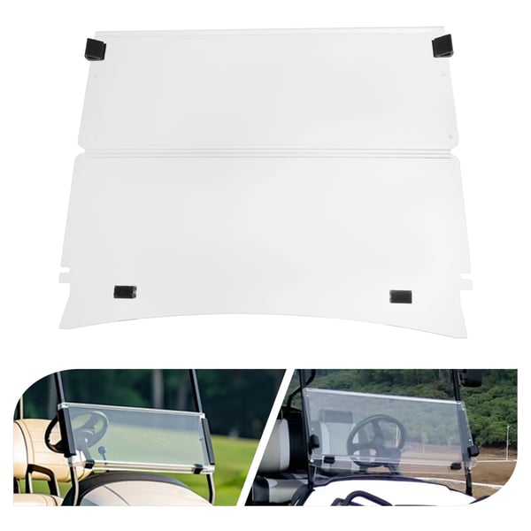 Golfvogn Forrude - Klapbar Forrude - 100,5 x 82 cm - Slagfast - Glas & Akryl - Passer TXT 2014+ - Klar