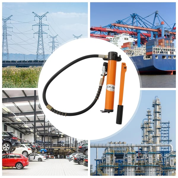Manuel hydraulisk håndpumpe - CP-180 Porta Power pumpe - 70 MPa - 350 ml olietank - 1 m slange - Stål - 3,5 kg - Orange