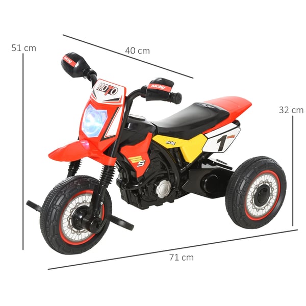 Åkfordon för barn - Motorcykel - Elektronisk med musik - 3 hjul - Metallram - Från 18 månader - 71×40×51 cm