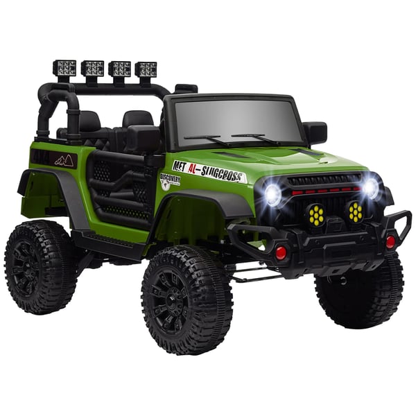 Elbil För Barn - Åkbil - 12V Batteri - Bluetooth Musik - 4 Hjul - Plast - 3+ År - Grön