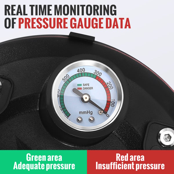 Vakuumsugekopper - Glasløfter - 1 Par - 20 cm - 280 kg Bæreevne - Med Manometer - Aluminiumlegering - Sort
