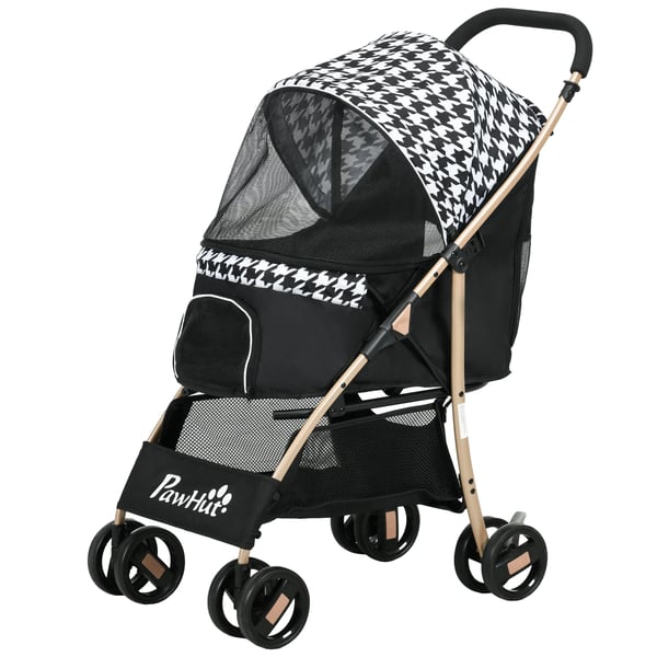 Hundvagn - Husdjursvagn - Hopfällbar - Två dörrar - För små raser upp till 15 kg - Stål & Oxfordtyg - Andningsbar - Mått 80×44,5×97 cm - Svart