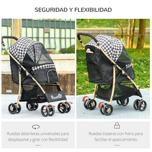 Hundvagn - Husdjursvagn - Hopfällbar - Två dörrar - För små raser upp till 15 kg - Stål & Oxfordtyg - Andningsbar - Mått 80×44,5×97 cm - Svart