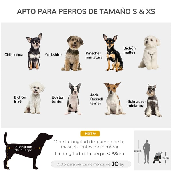 Hundvagn - Husdjursvagn - Hopfällbar - Två dörrar - För små raser upp till 15 kg - Stål & Oxfordtyg - Andningsbar - Mått 80×44,5×97 cm - Svart