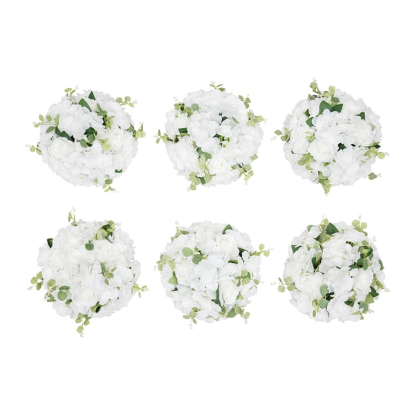 Tekokukkapallot - Pöytäkoriste - Hääpöytä - 6 kpl - 34×19 cm - Hortensia + ruusu - Kuitukangas - Beige