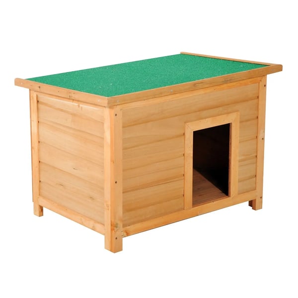 Hundkoja i trä - Hundhus - 82×58×58 cm - Öppningsbart bitumentak - Väderbeständig - Ljusbrun