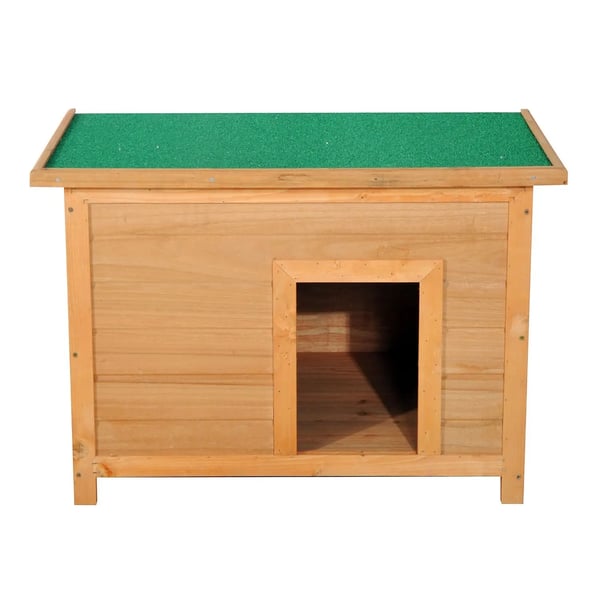 Hundkoja i trä - Hundhus - 82×58×58 cm - Öppningsbart bitumentak - Väderbeständig - Ljusbrun