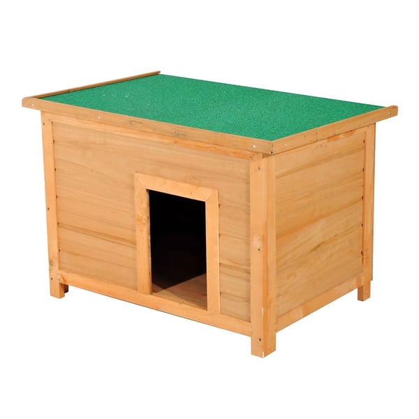 Hundkoja i trä - Hundhus - 82×58×58 cm - Öppningsbart bitumentak - Väderbeständig - Ljusbrun