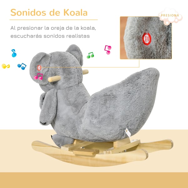 Koala - Gunghäst - Gungdjur - Med Ljud - 18–36 Mån - 68×35×50 cm - Grå