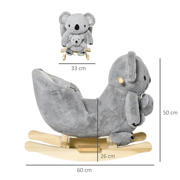 Koala - Gunghäst - Gungdjur - Med Ljud - 18–36 Mån - 68×35×50 cm - Grå